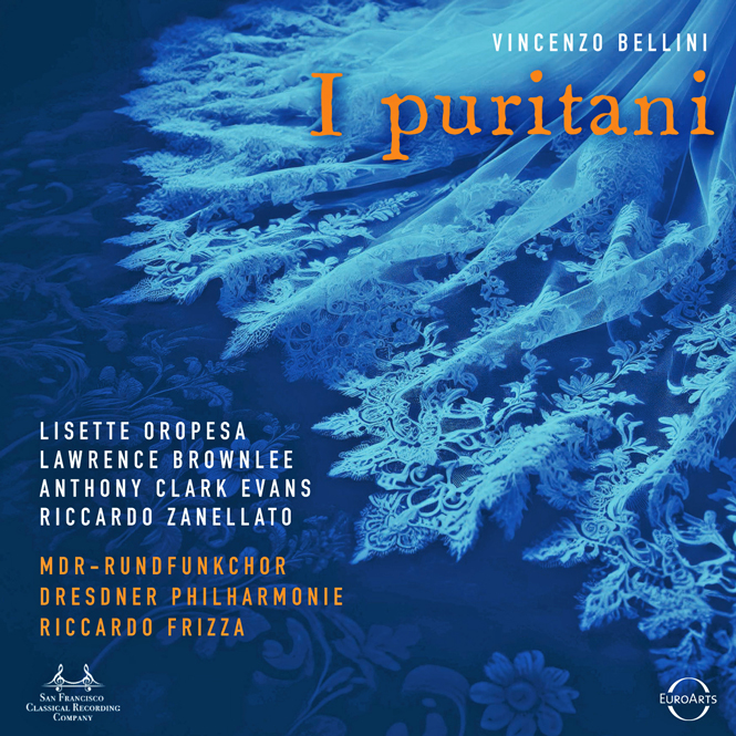 Bellini: I Puritani | Lawrence Brownlee, Lisette Oropesa, Anthony Clark Evans, Riccardo Zanellato, Roxana Constantinescu, Dresdner Philharmonie, MDR-Rundfunkchor, dir. Riccardo Frizza | EuroArts 8024211121 | Pladeanmeldelse | Magasinet KLASSISK