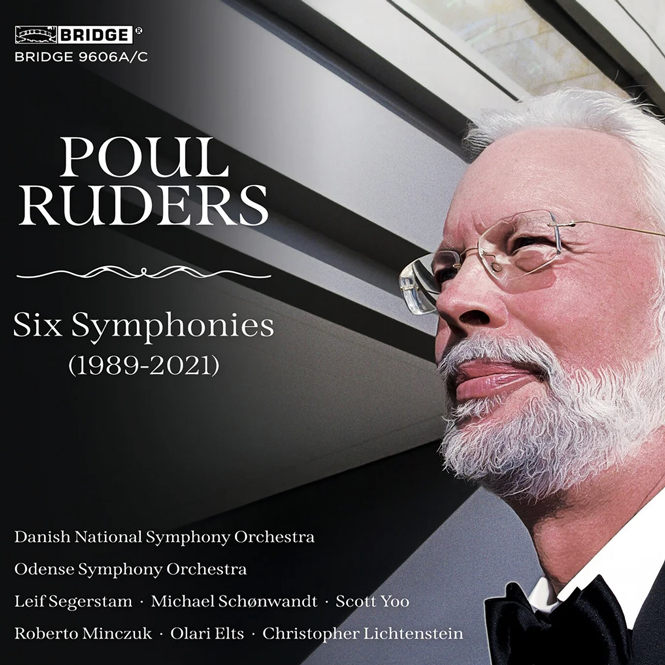 Poul Ruders: Symfoni nr. 1 - 6 | Odense Symfoniorkester, DR Symfoniorkesteret, Leif Segerstam (dir.), Michael Schønwandt (dir.), Scott Yoo (dir.), Roberto Minczuk (dir.), Olari Elts (dir.), Christopher Lichtenstein (dir.) | Bridge 9606AC [CD] | Pladenyt | Magasinet KLASSISK
